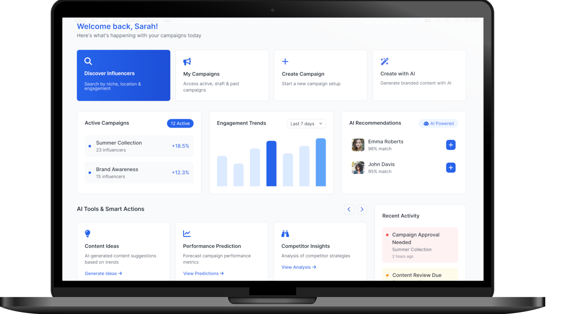 influencerHub.ai Dashboard Preview
